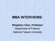 MBA INTERVIEWS: