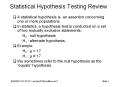Statistical Hypothesis Testing Review PowerPoint PPT Presentation