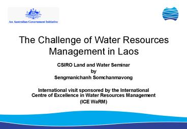 The Challenge of Water Resources Management in Laos