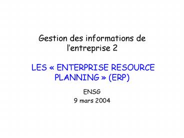 Gestion des informations de l