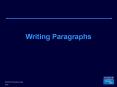 Writing Paragraphs PowerPoint PPT Presentation