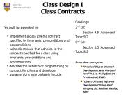Class Design I Class Contracts