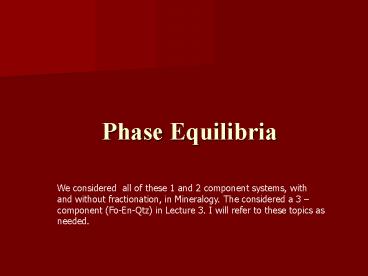 Phase Equilibria