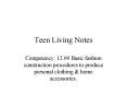 Teen Living Notes PowerPoint PPT Presentation