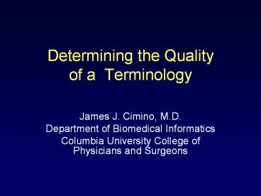 Determining the Quality of a Terminology