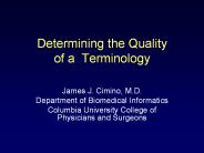 Determining the Quality of a Terminology