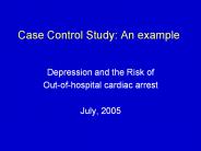 Case Control Study: An example