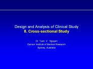 Design and Analysis of Clinical Study 8. Cross-sectional Study