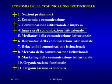 ECONOMIA DELLA COMUNICAZIONE ISTITUZIONALE
