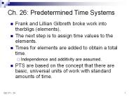 Ch. 26: Predetermined Time Systems