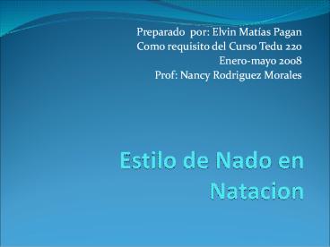 Estilo de Nado en Natacion