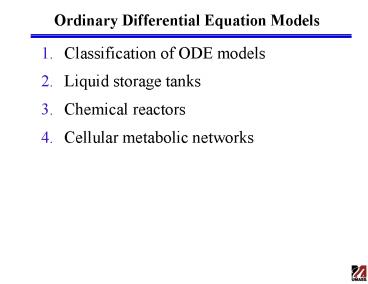 Ordinary Differential Equation Models