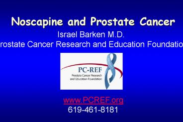 Noscapine and Prostate Cancer