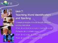Unit 7: Teaching Word Identification and Spelling PowerPoint PPT Presentation