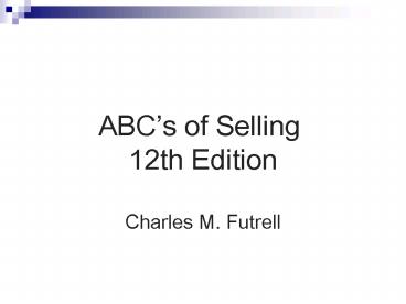 Fundamentals of Selling