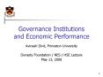 Governance Institutions and Economic Performance PowerPoint PPT Presentation