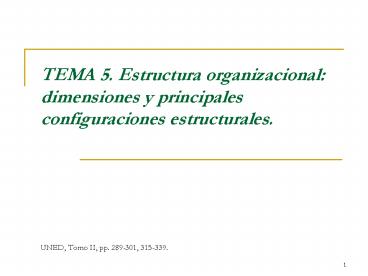 TEMA 5. Estructura organizacional: dimensiones y principales configuraciones estructurales.