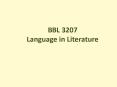 BBL 3207 Language in Literature PowerPoint PPT Presentation