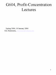 G604, Profit-Concentration Lectures