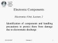 Electronic Components Electronics Unit, Lecture 2 PowerPoint PPT Presentation