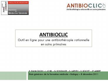 ANTIBIOCLIC Outil en ligne pour une antibioth