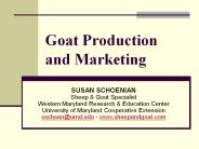 Goat Production and Marketing