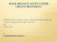 BANK BRANCH AUDIT UNDER CBS ENVIRONMENT PowerPoint PPT Presentation