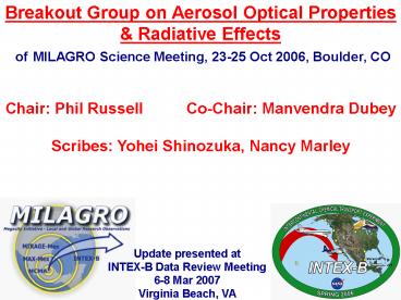 Breakout Group on Aerosol Optical Properties