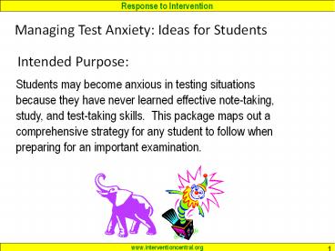 Managing Test Anxiety: Ideas for Students