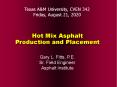 Hot Mix Asphalt Production and Placement PowerPoint PPT Presentation