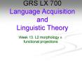 Week 13. L2 morphology v. functional projections PowerPoint PPT Presentation