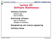 Lecture 20: Software Maintenance