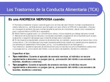Los Trastornos de la Conducta Alimentaria (TCA)
