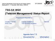 TSG-SA WG5 (Telecom Management) Status Report