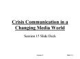 Crisis Communication in a Changing Media World PowerPoint PPT Presentation
