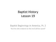 Baptist History Lesson 19