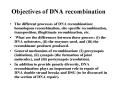 Objectives of DNA recombination PowerPoint PPT Presentation