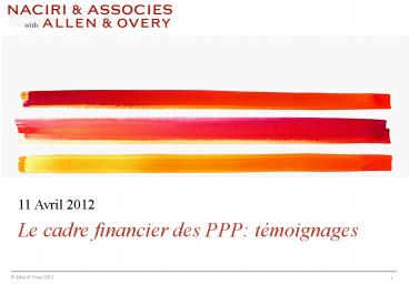 Le cadre financier des PPP: t