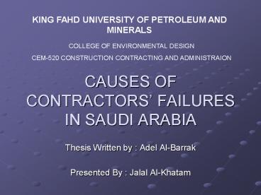 CAUSES OF CONTRACTORS