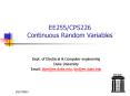 EE255/CPS226 Continuous Random Variables PowerPoint PPT Presentation