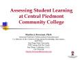 Assessing Student Learning at Central Piedmont Community College PowerPoint PPT Presentation