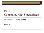 IS 171 Computing with Spreadsheets