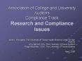 Association of College and University Auditors Compliance Track Research and Compliance Issues PowerPoint PPT Presentation