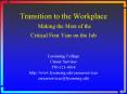 Transition to the Workplace Making the Most of the Critical First Year on the Job PowerPoint PPT Presentation