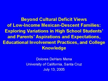 Beyond Cultural Deficit Views of Low-Income Mexican-Descent Families ...