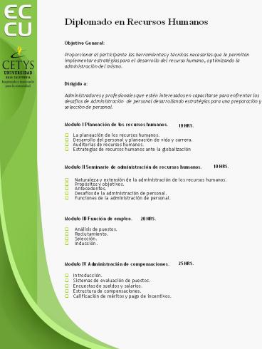 Diplomado en Recursos Humanos