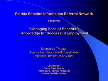 Florida Benefits Information Referral Network Presents 