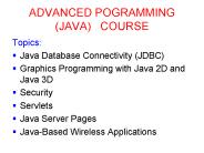 ADVANCED POGRAMMING (JAVA)  COURSE
