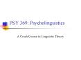 PSY 369: Psycholinguistics PowerPoint PPT Presentation
