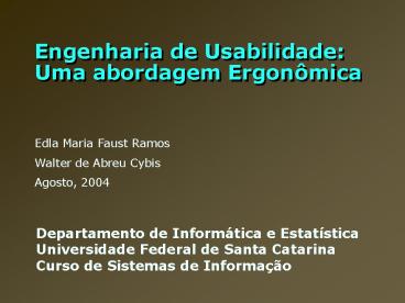 Engenharia de Usabilidade: Uma abordagem Ergon